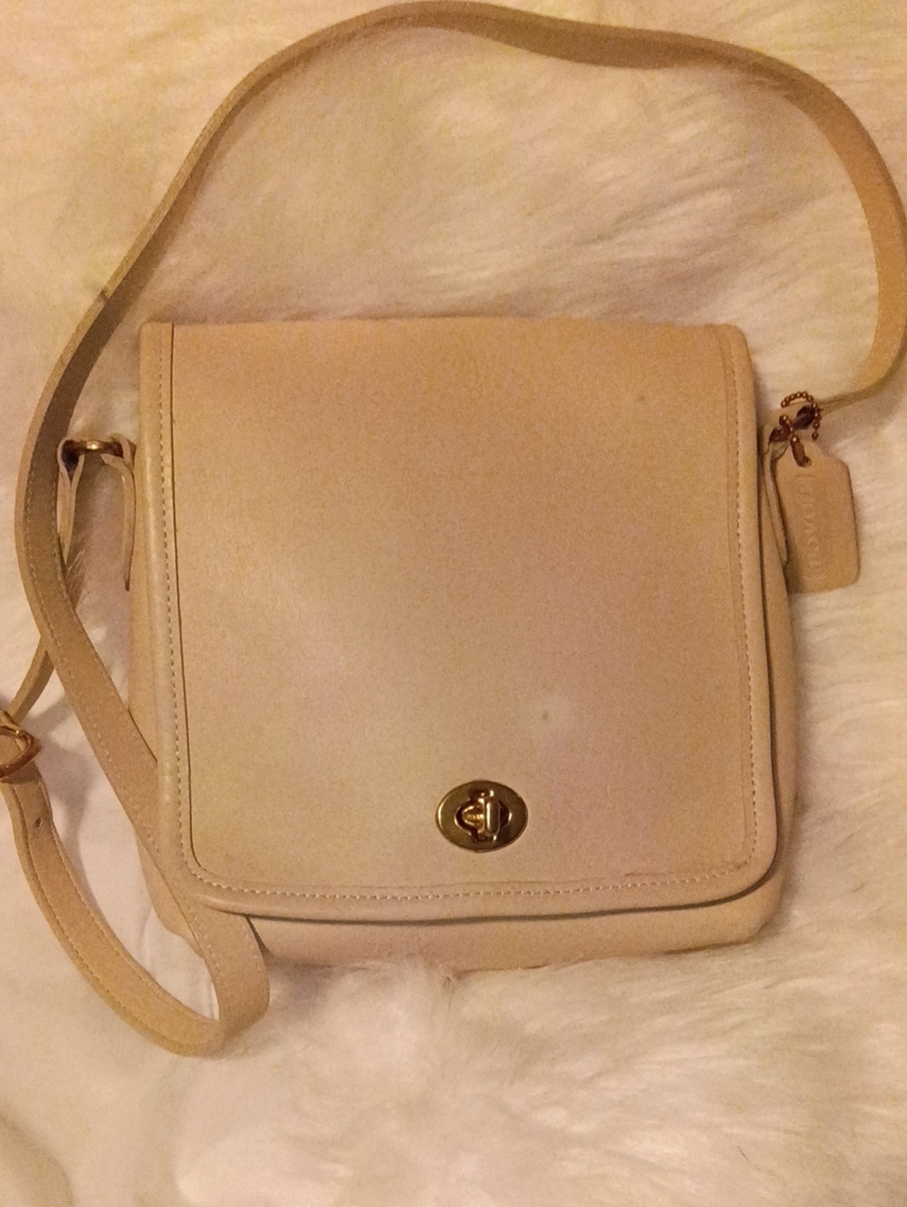 Coach Bag Vintage Companion Flap Purse Bone White Leather Crossbody Shoulder Bag